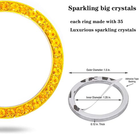 Unique Engine Start Button Bling Ring Cover,Key Ignition Starter & Knob Ring Crystal Rhinestone Cover, Push Start Button Cover Diamond Decor, Car Emblem Badge Sticker Women 2Pcs (Pink) in Saudi Arabia