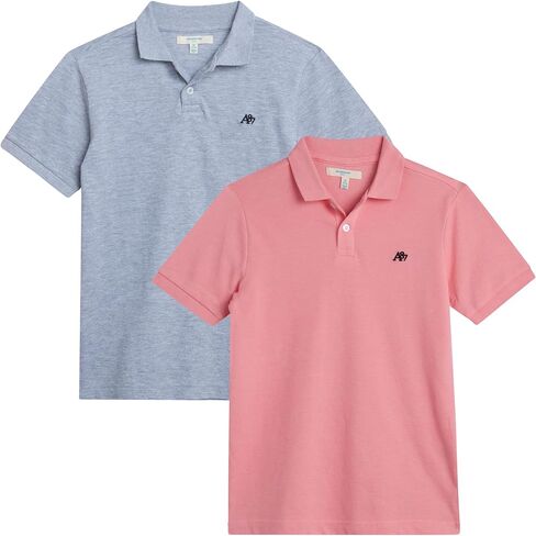 AEROPOSTALE Boys' Polo Shirt - 2 Pack Classic Fit Short Sleeve Pique Polo - Comfort Stretch Golf Shirt for Boys (8-16) in Kuwait