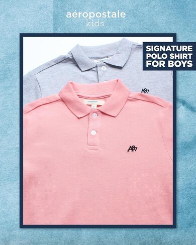 AEROPOSTALE Boys' Polo Shirt - 2 Pack Classic Fit Short Sleeve Pique Polo - Comfort Stretch Golf Shirt for Boys (8-16) in Kuwait