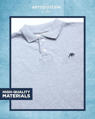 AEROPOSTALE Boys' Polo Shirt - 2 Pack Classic Fit Short Sleeve Pique Polo - Comfort Stretch Golf Shirt for Boys (8-16) in Kuwait