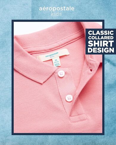 AEROPOSTALE Boys' Polo Shirt - 2 Pack Classic Fit Short Sleeve Pique Polo - Comfort Stretch Golf Shirt for Boys (8-16) in Kuwait