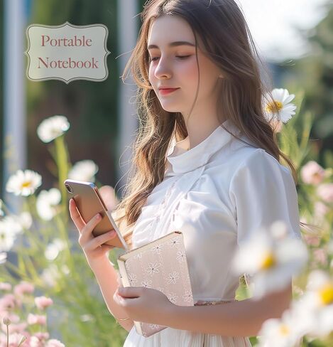 Embroidered Pocket Notebook for Women, A6 Mini Cloth Journal, Hardcover, 264 Pages, 4x6 Small Lined Notebook & Sketchbook, Beautiful Diary, Little Notepad, Apricot Yellow. in Saudi Arabia