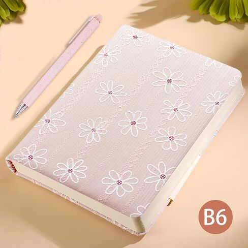 Embroidered Pocket Notebook for Women, A6 Mini Cloth Journal, Hardcover, 264 Pages, 4x6 Small Lined Notebook & Sketchbook, Beautiful Diary, Little Notepad, Apricot Yellow. in Saudi Arabia