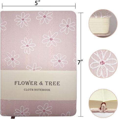 Embroidered Pocket Notebook for Women, A6 Mini Cloth Journal, Hardcover, 264 Pages, 4x6 Small Lined Notebook & Sketchbook, Beautiful Diary, Little Notepad, Apricot Yellow. in Saudi Arabia