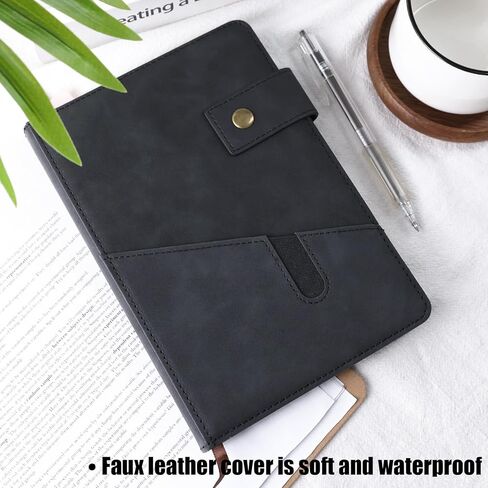 دفتر يوميات جلدي، 200 صفحة دفتر ملاحظات مسطر A5 غلاف فني يوميات للنساء والرجال والسفر المدرسي والأعمال التجارية باللون الأسود in Kuwait