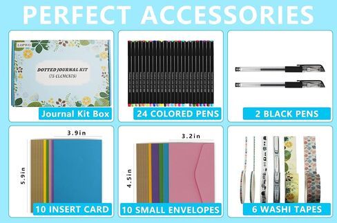 Bullet Dotted Journal Kit with Gift Box - Journaling Supplies Set Including 192 Numbered Pages A5 Planner Notebook, Colored Pens, Stickers, Stencils, Washi Tapes and Accessories (Teal) in Saudi Arabia