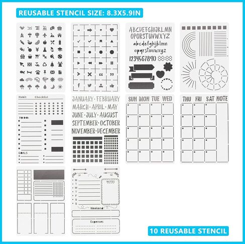 Bullet Dotted Journal Kit with Gift Box - Journaling Supplies Set Including 192 Numbered Pages A5 Planner Notebook, Colored Pens, Stickers, Stencils, Washi Tapes and Accessories (Teal) in Saudi Arabia