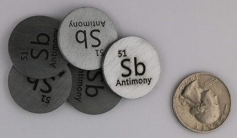 Antimony (Sb) 24.26mm Metal Disc 99.9% Pure for Collection or Experiments in Saudi Arabia