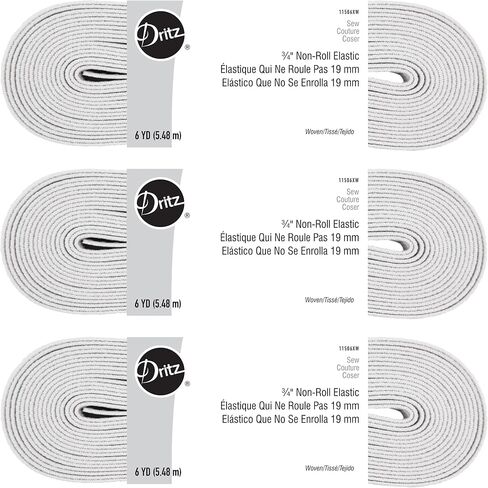 Dritz 3/4" White, 6 yd, 3-Pack Non-Roll Sewing Elastic, 3 Pack in Saudi Arabia