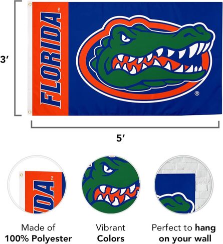 لافتة علم جامعة ديزرت كاكتوس فلوريدا UF Gators 100% بوليستر للاستخدام الداخلي والخارجي 3 × 5 أقدام (اسم الفريق) in Kuwait