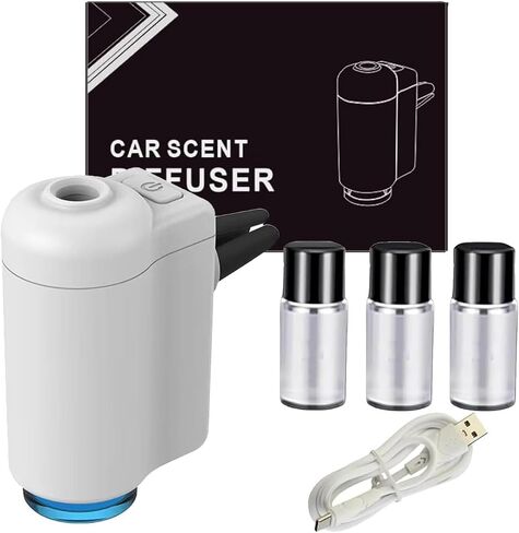 موزع معطر هواء للسيارة الذكية، معطر هواء للسيارة الذكية مع ثلاثة روائح قابلة للتعديل، رائحة السيارة الذكية (ناشر + 3 قطع زيوت) in Saudi Arabia