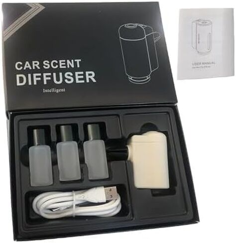 موزع معطر هواء للسيارة الذكية، معطر هواء للسيارة الذكية مع ثلاثة روائح قابلة للتعديل، رائحة السيارة الذكية (ناشر + 3 قطع زيوت) in Saudi Arabia