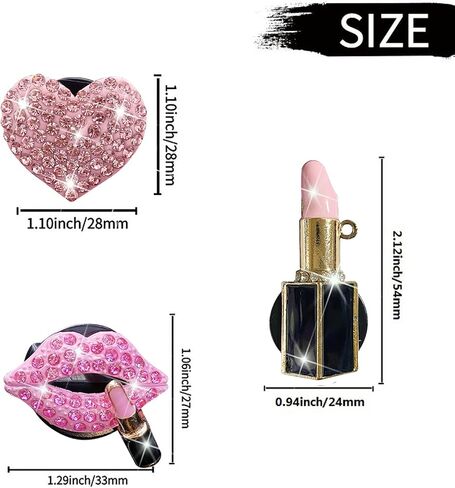 Bling Pink Lip Air Vent Clips, 4 Pcs Lips Car Air Fresheners Vents Clips Car Diffuser Diamond Car Interior Decor Charm Car Decoration Cute Car Accessories for Women + Cute Butterfly Mask Hook in Saudi Arabia