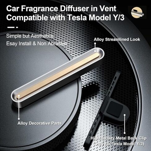 معطر هواء للسيارة في فتحة التهوية لملحقات Tesla Model Y/3، مجموعة موزع عطور الهواء تتضمن 4 أعواد عطرية طويلة الأمد + 1 عصا يمكنك صنعها بنفسك in Saudi Arabia