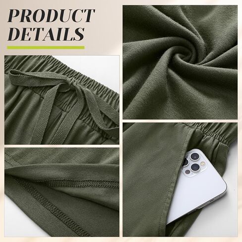 Neer 3 Pack Women's Bermuda Shorts, Jogger Yoga Sweat Walking Short Running Knee Length Sport Drawstring Shorts with Pockets (Black, Army Green, Light Khaki,Large) in Saudi Arabia