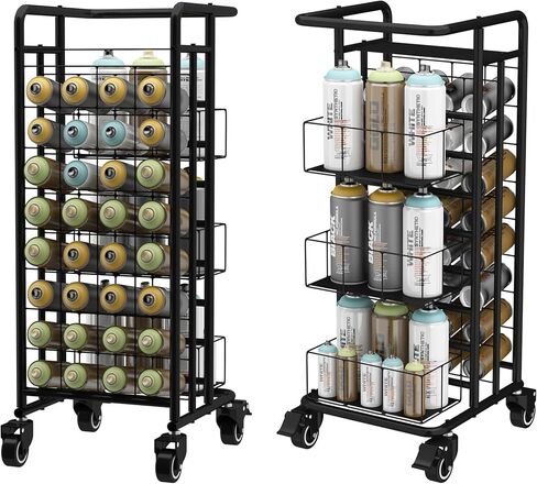 Yeshine رذاذ الطلاء تخزين الرف 8 الطبقة 32 فتحة رذاذ معدني يمكن حاملي الثقيلة عربة رذاذ الطلاء أو التشحيم يمكن الهباء الجوي يمكن حامل رذاذ الطلاء يمكن الرف المنظم للمرآب وغرفة العمل الحرفية in Kuwait