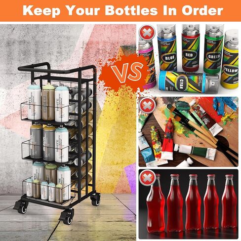 Yeshine رذاذ الطلاء تخزين الرف 8 الطبقة 32 فتحة رذاذ معدني يمكن حاملي الثقيلة عربة رذاذ الطلاء أو التشحيم يمكن الهباء الجوي يمكن حامل رذاذ الطلاء يمكن الرف المنظم للمرآب وغرفة العمل الحرفية in Kuwait