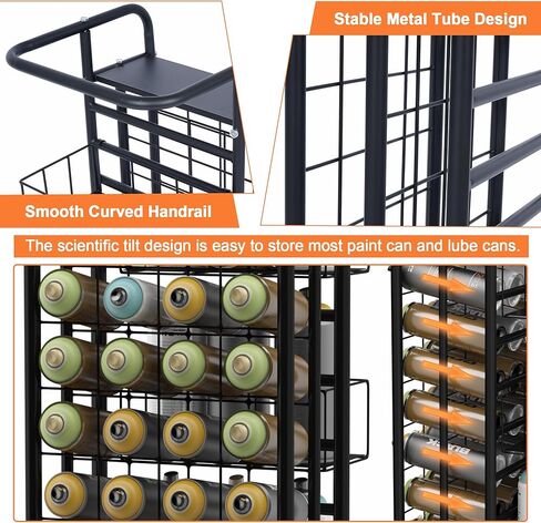 Yeshine رذاذ الطلاء تخزين الرف 8 الطبقة 32 فتحة رذاذ معدني يمكن حاملي الثقيلة عربة رذاذ الطلاء أو التشحيم يمكن الهباء الجوي يمكن حامل رذاذ الطلاء يمكن الرف المنظم للمرآب وغرفة العمل الحرفية in Kuwait