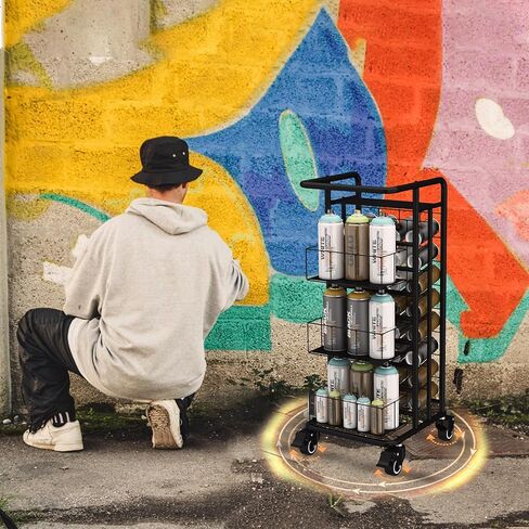 Yeshine رذاذ الطلاء تخزين الرف 8 الطبقة 32 فتحة رذاذ معدني يمكن حاملي الثقيلة عربة رذاذ الطلاء أو التشحيم يمكن الهباء الجوي يمكن حامل رذاذ الطلاء يمكن الرف المنظم للمرآب وغرفة العمل الحرفية in Kuwait