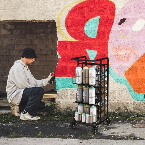 Yeshine رذاذ الطلاء تخزين الرف 8 الطبقة 32 فتحة رذاذ معدني يمكن حاملي الثقيلة عربة رذاذ الطلاء أو التشحيم يمكن الهباء الجوي يمكن حامل رذاذ الطلاء يمكن الرف المنظم للمرآب وغرفة العمل الحرفية in Kuwait