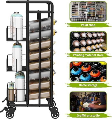 Yeshine رذاذ الطلاء تخزين الرف 8 الطبقة 32 فتحة رذاذ معدني يمكن حاملي الثقيلة عربة رذاذ الطلاء أو التشحيم يمكن الهباء الجوي يمكن حامل رذاذ الطلاء يمكن الرف المنظم للمرآب وغرفة العمل الحرفية in Kuwait