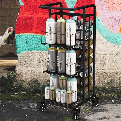 Yeshine رذاذ الطلاء تخزين الرف 8 الطبقة 32 فتحة رذاذ معدني يمكن حاملي الثقيلة عربة رذاذ الطلاء أو التشحيم يمكن الهباء الجوي يمكن حامل رذاذ الطلاء يمكن الرف المنظم للمرآب وغرفة العمل الحرفية in Kuwait