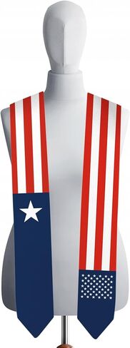 وشاح تخرج بعلم ليبيريا وعلم الولايات المتحدة الأمريكية مقاس 72 بوصة، وشاح تخرج للجنسين للبالغين من الدرجة الدولية لعام 2024 (لا يشمل ثوب البكالوريا وقبعة) in Kuwait