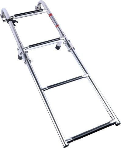 سلم قارب من الفولاذ المقاوم للصدأ قابل للطي من Marinebaby مكون من 4 خطوات، ومقابض مطاطية للتثبيت على المؤخرة، وسلم 2+2 لقارب الجهير in Kuwait