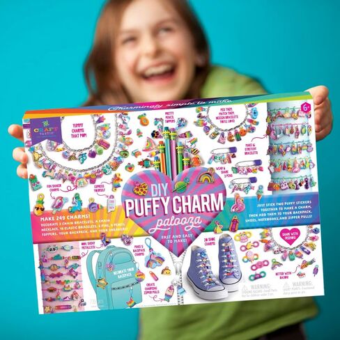 Craft-tastic — Puffy Charm Palooza — DIY Jewelry Craft Kit — Create Personalized Charms Using Easy to Make Puffy Charms — for Kids Ages 6 and Up in Saudi Arabia