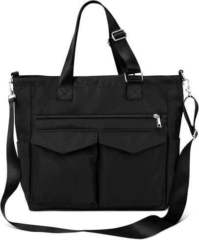 Iioscre Tote Bag for Women Men, Waterproof Work Nylon Tote Bag with Adjustable Strap,Crossbody Laptop Bag with Trolley Sleeve in Saudi Arabia
