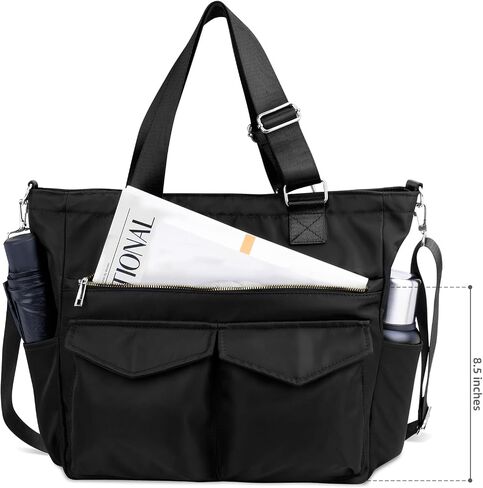 Iioscre Tote Bag for Women Men, Waterproof Work Nylon Tote Bag with Adjustable Strap,Crossbody Laptop Bag with Trolley Sleeve in Saudi Arabia