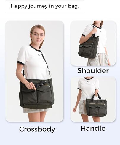حقيبة يد Iioscre للنساء والرجال، حقيبة حمل من النايلون مقاومة للماء مع حزام قابل للتعديل، حقيبة كمبيوتر محمول حول الجسم مع أكمام بعجلات in Kuwait