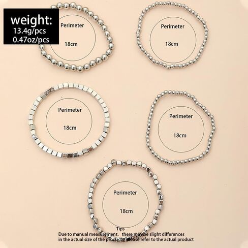 CSIYANJRY99 Silver Beaded Bracelets for Women Stackable Stretch Bead Bracelet Set Beads 14K Gold Bracelet Stack Pack Hand Jewelry Gifts in Saudi Arabia