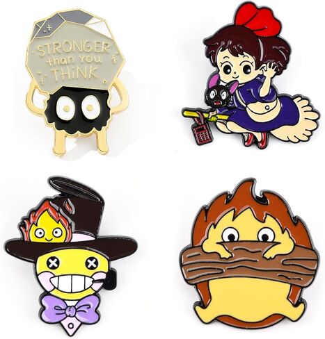 دبابيس أمان لطيفة/أزرار/شارة (4 قطع) لوازم مكتبية دبابيس أمان جمالية يابانية من كارتون ميرش لحقيبة الظهر للمراهقين in Kuwait