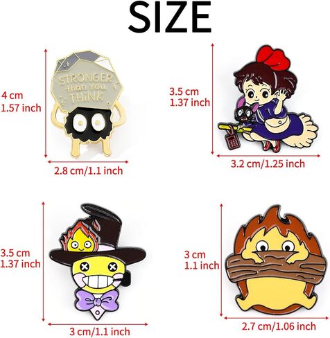 دبابيس أمان لطيفة/أزرار/شارة (4 قطع) لوازم مكتبية دبابيس أمان جمالية يابانية من كارتون ميرش لحقيبة الظهر للمراهقين in Kuwait