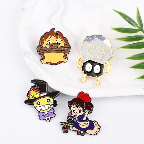 دبابيس أمان لطيفة/أزرار/شارة (4 قطع) لوازم مكتبية دبابيس أمان جمالية يابانية من كارتون ميرش لحقيبة الظهر للمراهقين in Kuwait