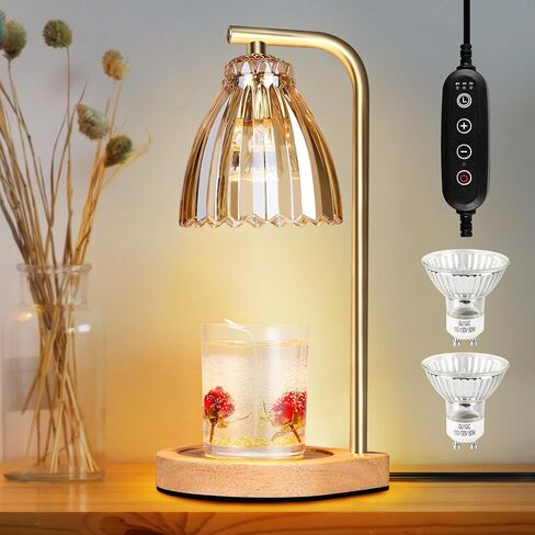 Modern Gold Candle Warmer Lamp,Candle Light Warmer with 2/4/8H Timer, Electric Candle Lamp with 2 Bulbs,Dimmable Wax Melting Lamp for Home Decor jar Candles House Warming Gifts Mother's Day … in Saudi Arabia
