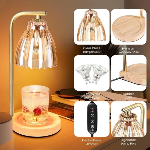 Modern Gold Candle Warmer Lamp,Candle Light Warmer with 2/4/8H Timer, Electric Candle Lamp with 2 Bulbs,Dimmable Wax Melting Lamp for Home Decor jar Candles House Warming Gifts Mother's Day … in Saudi Arabia