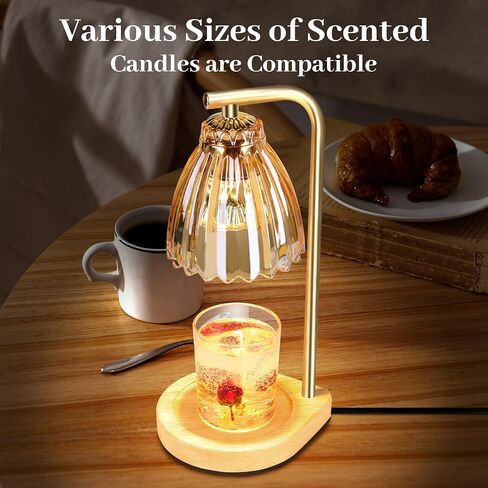 Modern Gold Candle Warmer Lamp,Candle Light Warmer with 2/4/8H Timer, Electric Candle Lamp with 2 Bulbs,Dimmable Wax Melting Lamp for Home Decor jar Candles House Warming Gifts Mother's Day … in Saudi Arabia
