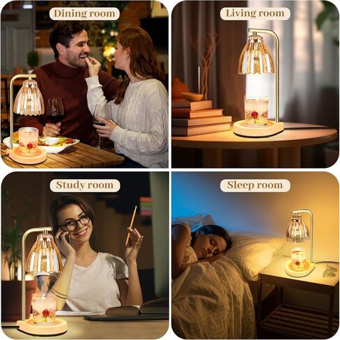 Modern Gold Candle Warmer Lamp,Candle Light Warmer with 2/4/8H Timer, Electric Candle Lamp with 2 Bulbs,Dimmable Wax Melting Lamp for Home Decor jar Candles House Warming Gifts Mother's Day … in Saudi Arabia