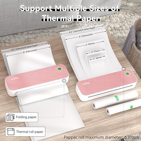 طابعة حرارية محمولة مقاس A4، تدعم الحروف الأمريكية مقاس 8.26 بوصة × 11.69 بوصة، سفر لاسلكي عبر البلوتوث بدون حبر متوافق مع نظامي Android وiOS، طباعة المستندات، ورق الوشم، الصور (رمادي) in Kuwait