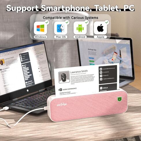 طابعة حرارية محمولة مقاس A4، تدعم الحروف الأمريكية مقاس 8.26 بوصة × 11.69 بوصة، سفر لاسلكي عبر البلوتوث بدون حبر متوافق مع نظامي Android وiOS، طباعة المستندات، ورق الوشم، الصور (رمادي) in Kuwait