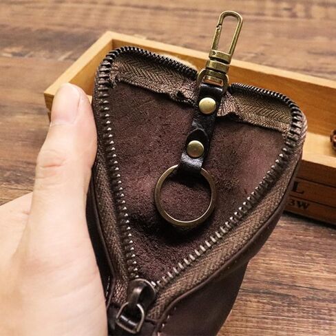 Leather Mini Medieval Pouch Keychain,Zipper Coin Purse Wallet Coin Organizer Change Holder Men & Women in Saudi Arabia
