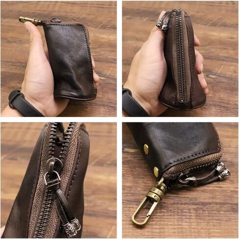 Leather Mini Medieval Pouch Keychain,Zipper Coin Purse Wallet Coin Organizer Change Holder Men & Women in Saudi Arabia