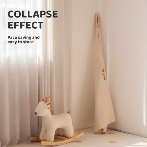 خيمة أطفال بدون حصيرة، خيمة تيبي للأولاد والبنات، غرفة أطفال قابلة للطي للداخل، كوخ مع نافذة واحدة وحقيبة تخزين واحدة، خيمة خارجية للأطفال من سن 3 إلى 8 سنوات (بيج) in Kuwait