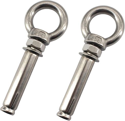 2Pcs M10x120 304 Stainless Steel Lifting Ring Expansion Bolt Shield Anchor Eye Bolt Screw in Saudi Arabia