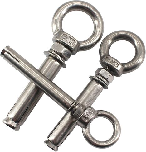 2Pcs M10x120 304 Stainless Steel Lifting Ring Expansion Bolt Shield Anchor Eye Bolt Screw in Saudi Arabia