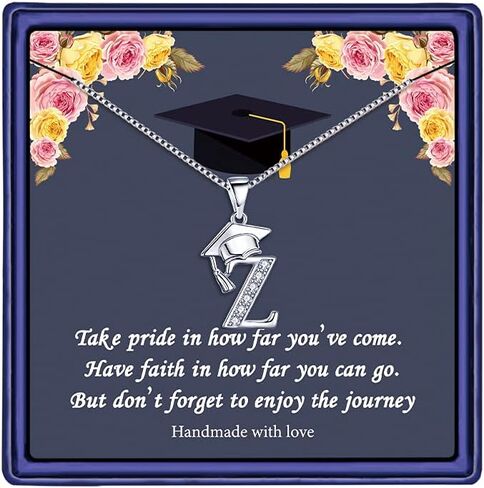 Graduation Gifts for Her 2024 Initial Necklaces, 26 Initial Meaningful Cap Pendant Graduation Necklace Friendship Gifts for Women Friends College Graduation Gifts for Him Her 2024 High School in Saudi Arabia