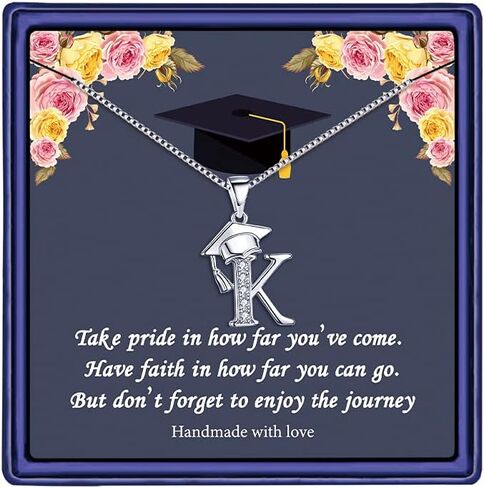 Graduation Gifts for Her 2024 Initial Necklaces, 26 Initial Meaningful Cap Pendant Graduation Necklace Friendship Gifts for Women Friends College Graduation Gifts for Him Her 2024 High School in Saudi Arabia