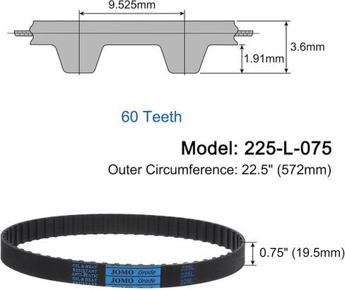 uxcell 240-L-075 L Timing Belt 24" Pitch Length x 0.75" Width x 0.18" Height, 64 Teeth Closed Loop Rubber Timing Belt in Saudi Arabia